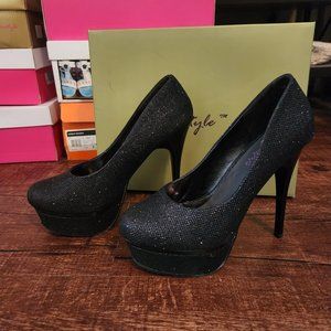 Sparkly Black Platform Heels